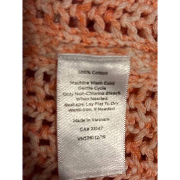 Talbots Size Large Women's Loose Knit Tunic Style Sweater in Peach 100% Cotton - Picture 6 of 6